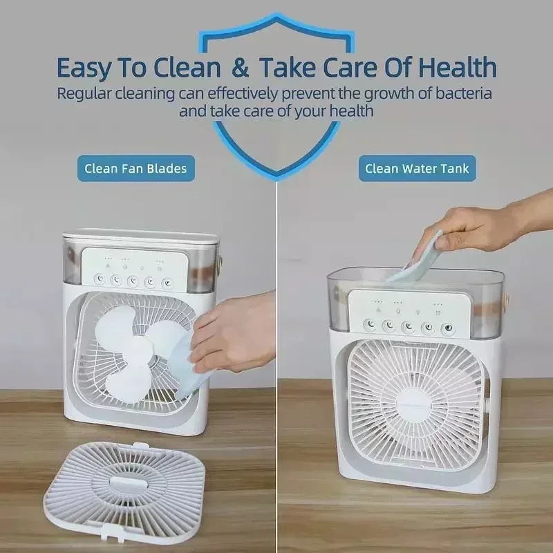 3-in-1 Mini-Luftkühler für Kinderzimmer & Sommerferien – Mit Luftbefeuchter, Ventilator & LED