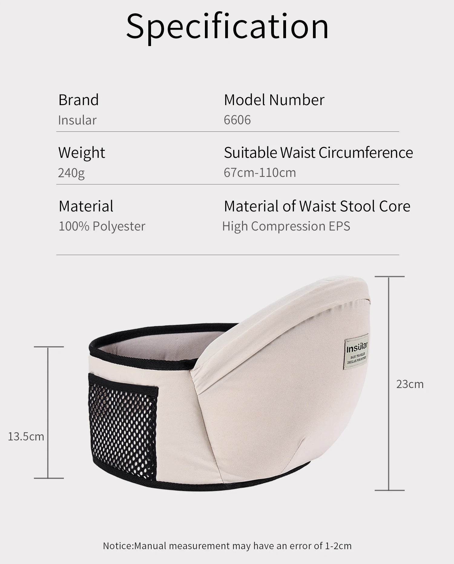 Ergonomische Babytrage mit Hüftsitz